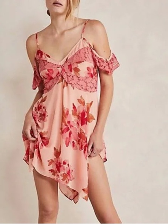 Free People Dresses & Skirts - Free People Intimately Monday Morning Floral Lace Slip Dress Boho Size M